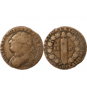 LOUIS XVI, CONSTITUTION - 12 DENIERS 1793 T NANTES 2