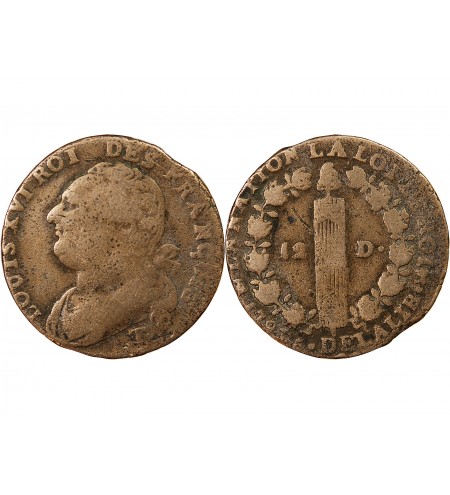 LOUIS XVI, CONSTITUTION - 12 DENIERS 1793 T NANTES