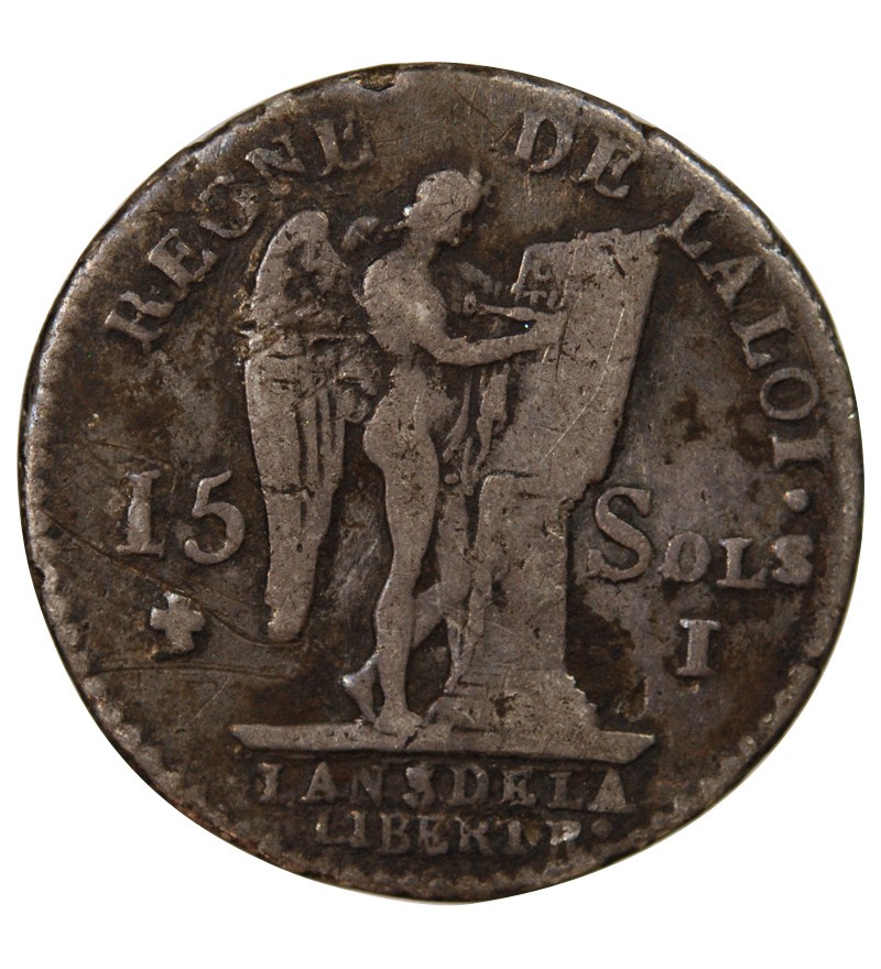 REVOLUTION FRANCAISE, CONSTITUTION - 15 SOLS  ARGENT 1791 I LIMOGES