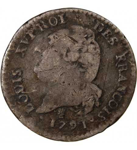 REVOLUTION FRANCAISE, CONSTITUTION - 15 SOLS  ARGENT 1791 I LIMOGES