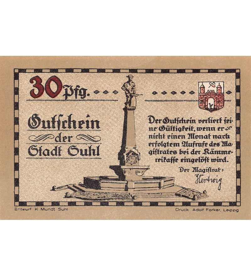 ALLEMAGNE, SUHL - 30 PFENNIG