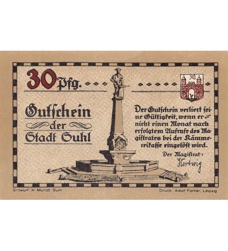 ALLEMAGNE, SUHL - 30 PFENNIG