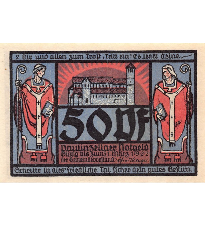 ALLEMAGNE, PAULINZELLA - 50 PFENNIG 1922