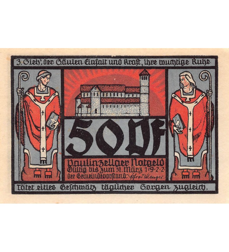 ALLEMAGNE, PAULINZELLA - 50 PFENNIG 1922