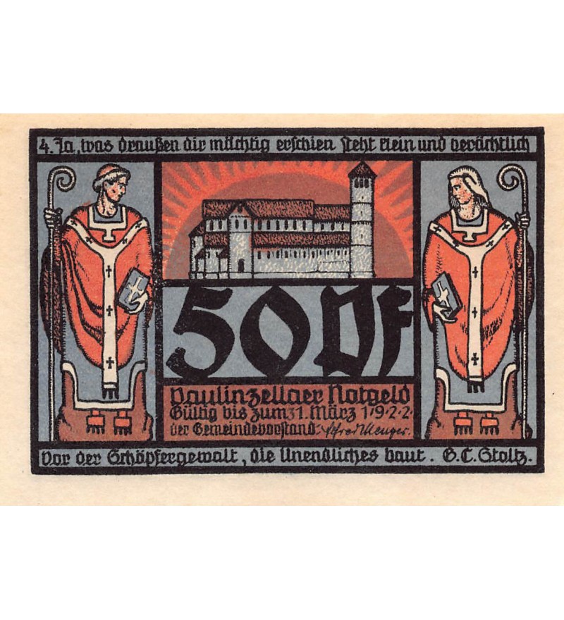 ALLEMAGNE, PAULINZELLA - 50 PFENNIG 1922