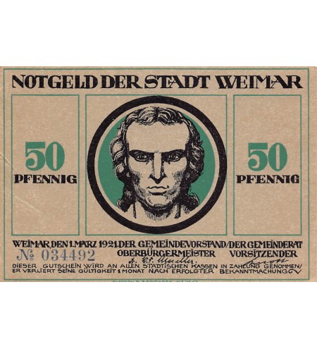 ALLEMAGNE, WEIMAR - 50 PFENNIG 1921