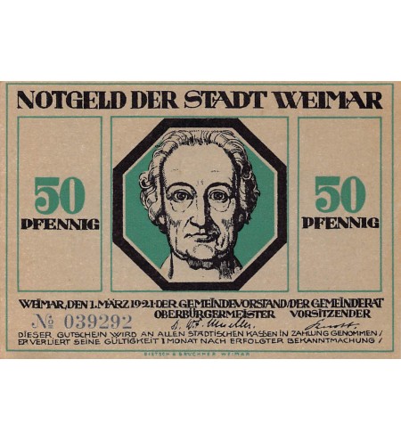 ALLEMAGNE, WEIMAR - 50 PFENNIG 1921