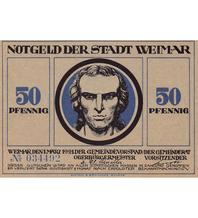 ALLEMAGNE, WEIMAR - 50 PFENNIG 1921