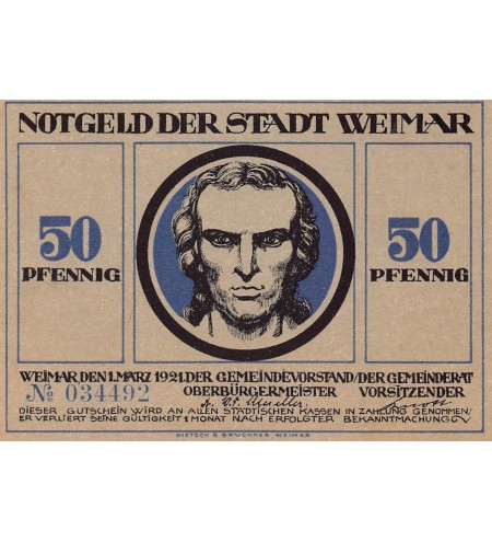 ALLEMAGNE, WEIMAR - 50 PFENNIG 1921