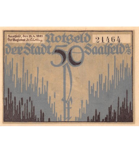 ALLEMAGNE, SAALFELD - 50 PFENNIG 1921