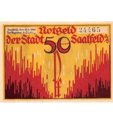 ALLEMAGNE, SAALFELD - 50 PFENNIG 1921