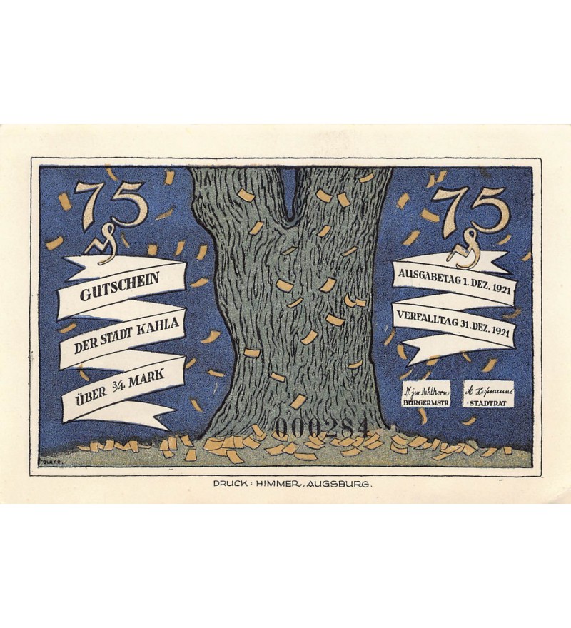 ALLEMAGNE, KAHLA - 75 PFENNIG 1921
