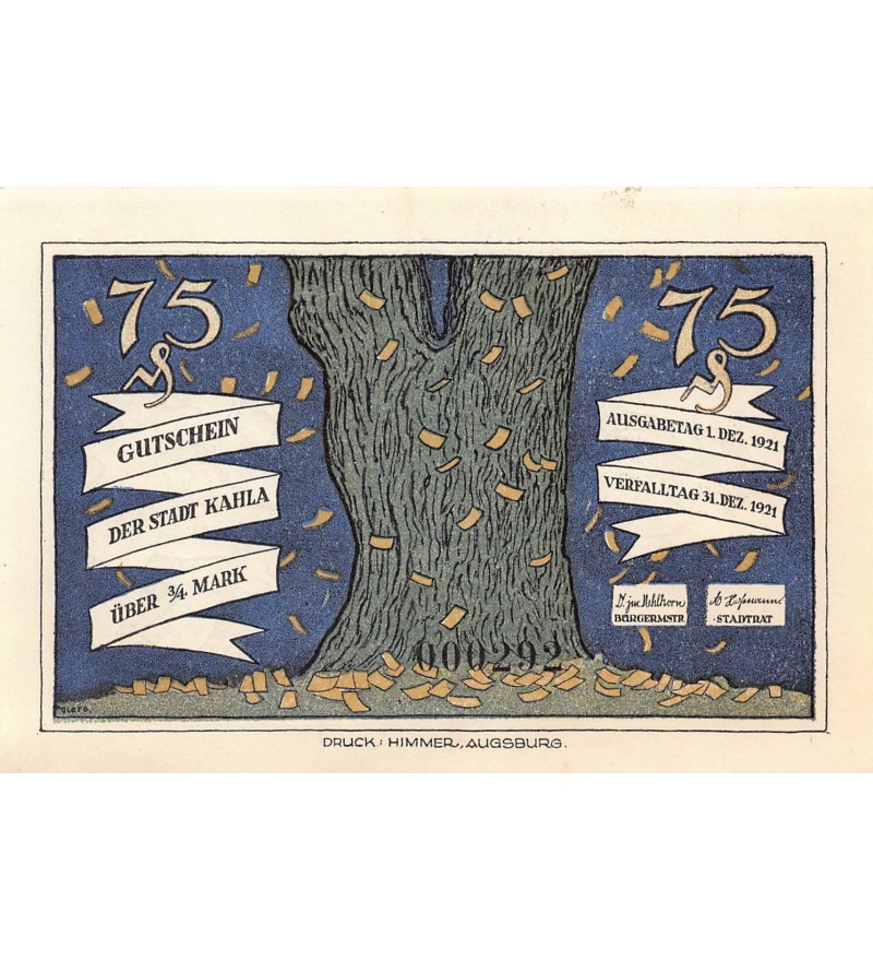 ALLEMAGNE, KAHLA - 75 PFENNIG 1921