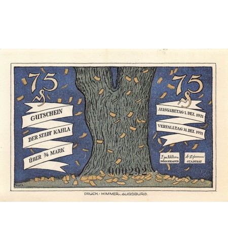 ALLEMAGNE, KAHLA - 75 PFENNIG 1921