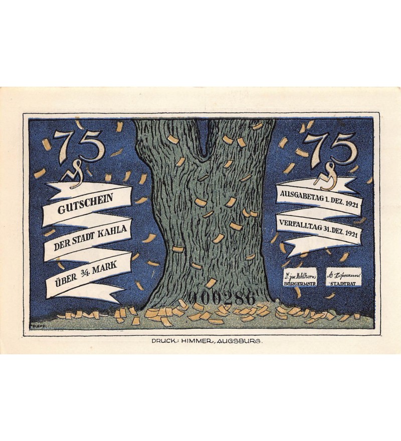 ALLEMAGNE, KAHLA - 75 PFENNIG 1921