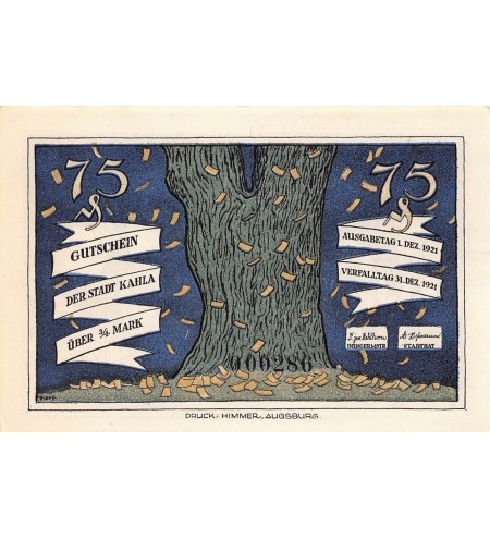 ALLEMAGNE, KAHLA - 75 PFENNIG 1921