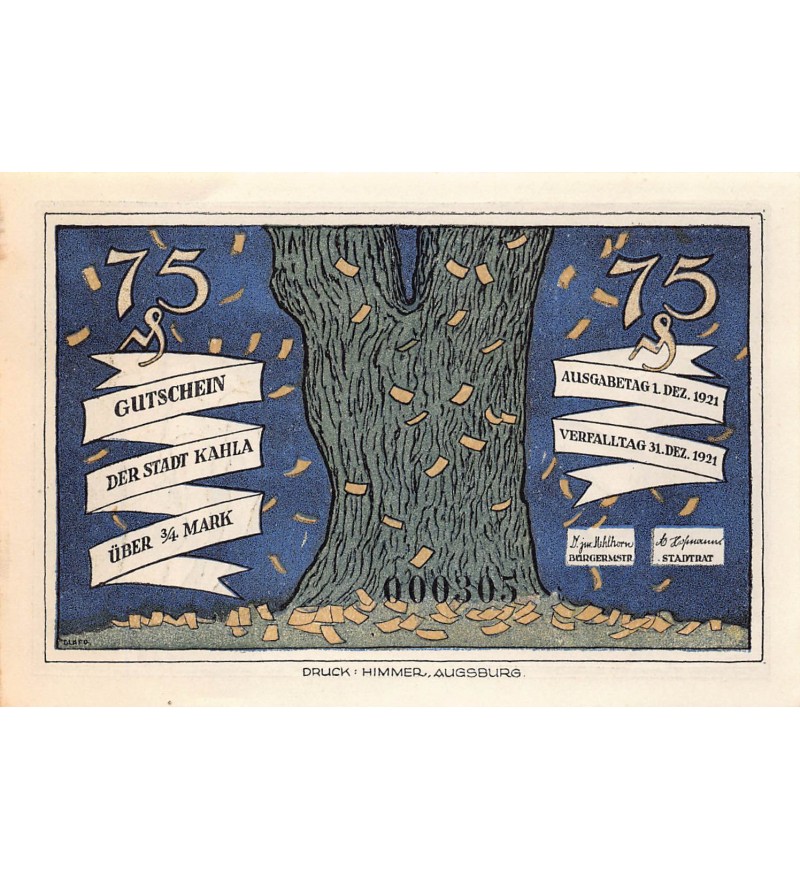 ALLEMAGNE, KAHLA - 75 PFENNIG 1921