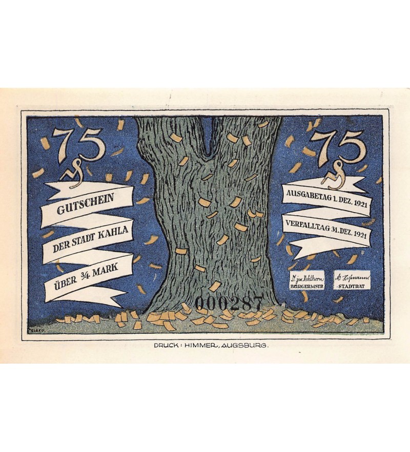 ALLEMAGNE, KAHLA - 75 PFENNIG 1921