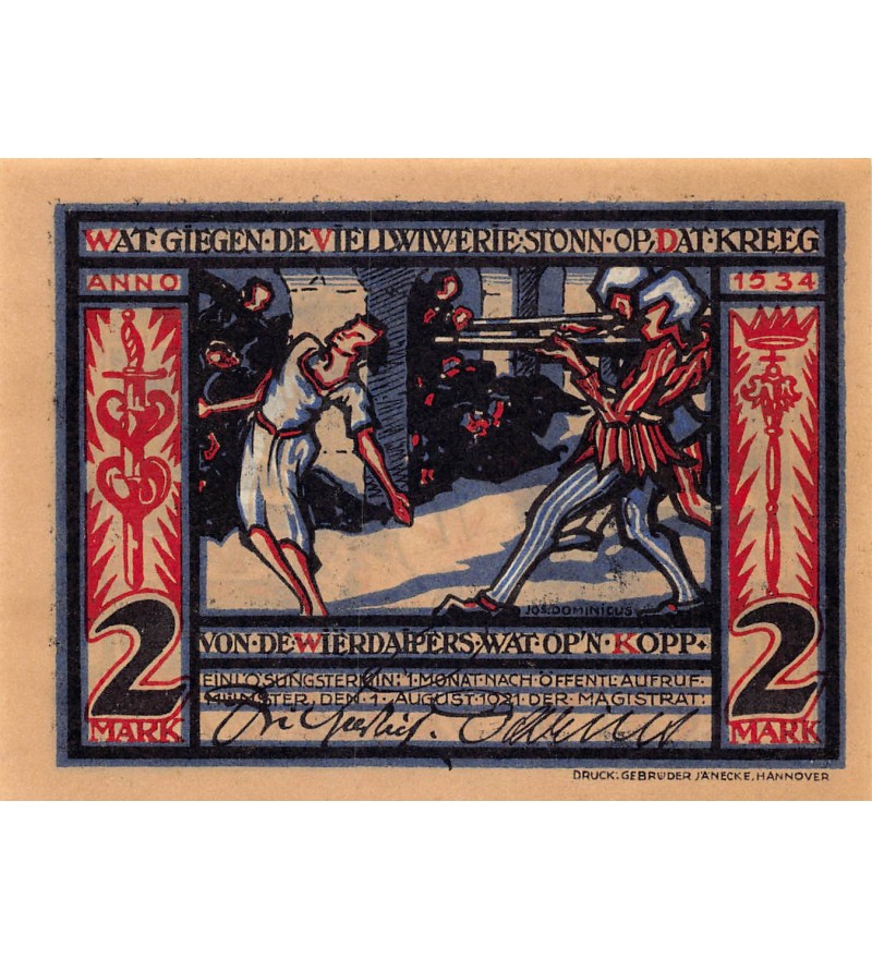 ALLEMAGNE, MÜNSTER - 2 MARK 1921