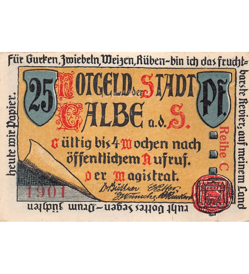 ALLEMAGNE, CALBE - 25 PFENNIG