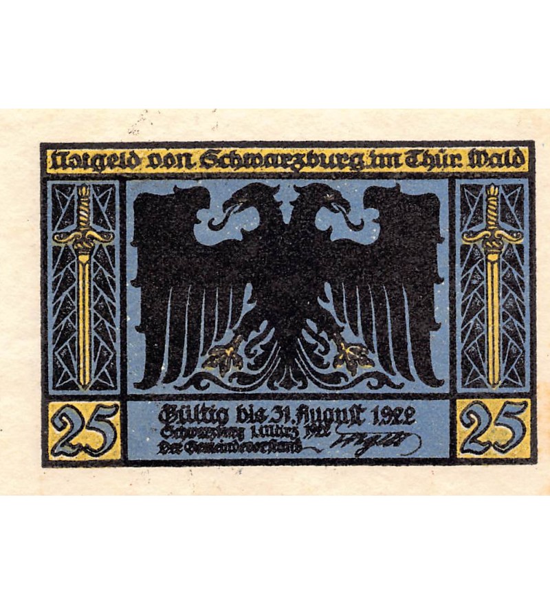 ALLEMAGNE, SCHWARZBURG - 25 PFENNIG 1922