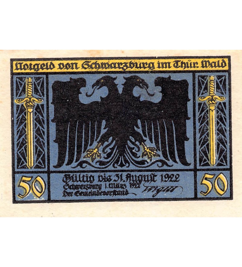 ALLEMAGNE, SCHWARZBURG - 50 PFENNIG 1922