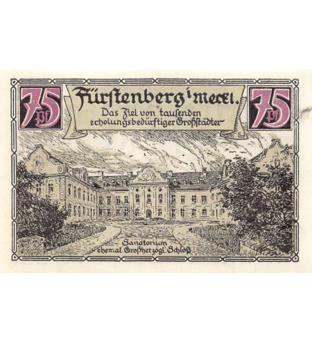 ALLEMAGNE, FÜRSTENBERG - 75 PFENNIG 1921