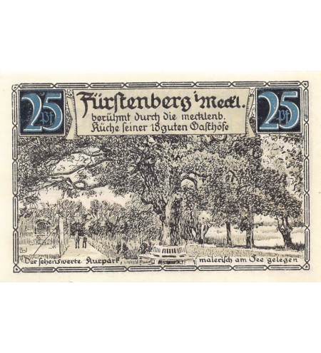 ALLEMAGNE, FÜRSTENBERG - 25 PFENNIG 1921