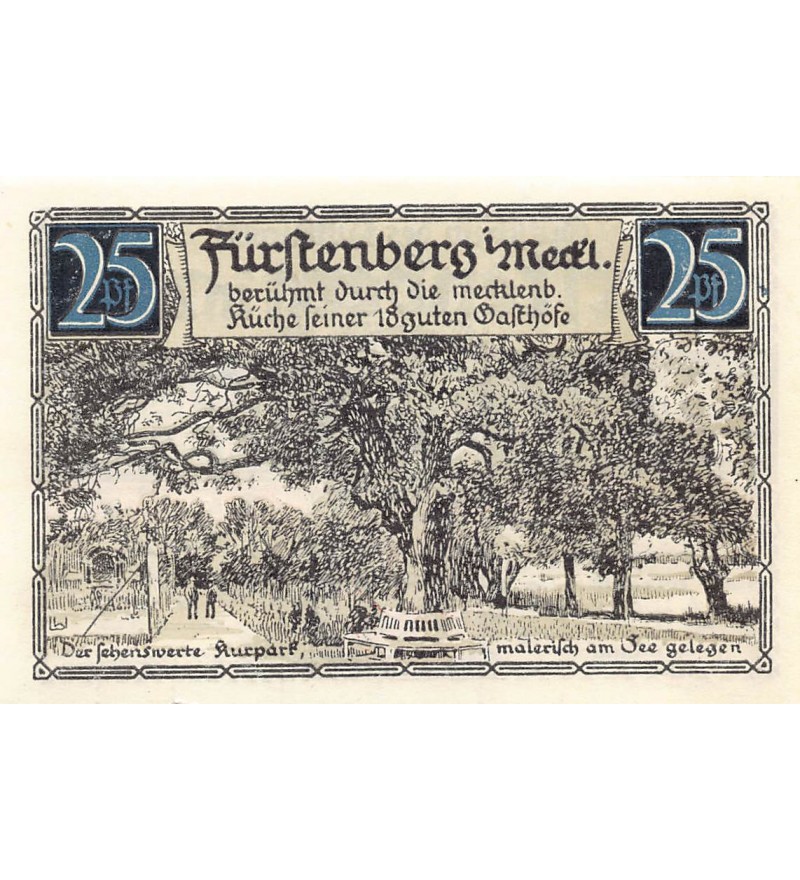ALLEMAGNE, FÜRSTENBERG - 25 PFENNIG 1921