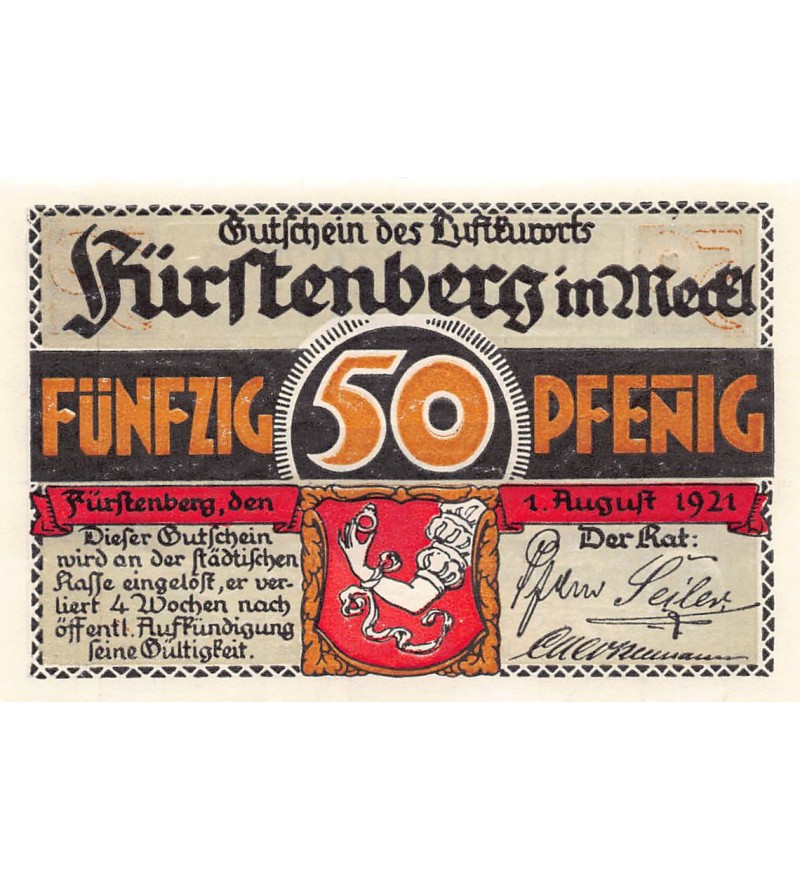 ALLEMAGNE, FÜRSTENBERG - 50 PFENNIG 1921