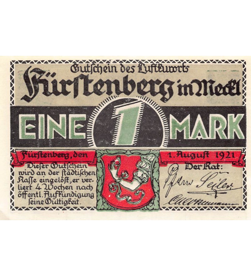 ALLEMAGNE, FÜRSTENBERG - 1 MARK 1921
