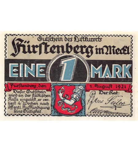 ALLEMAGNE, FÜRSTENBERG - 1 MARK 1921