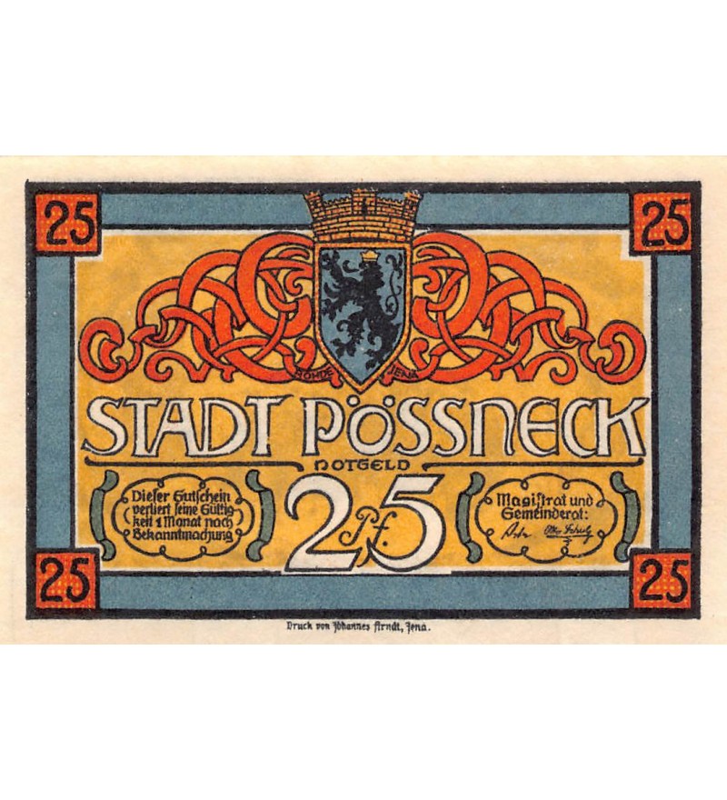 ALLEMAGNE, PÖSSNECK - 25 PFENNIG
