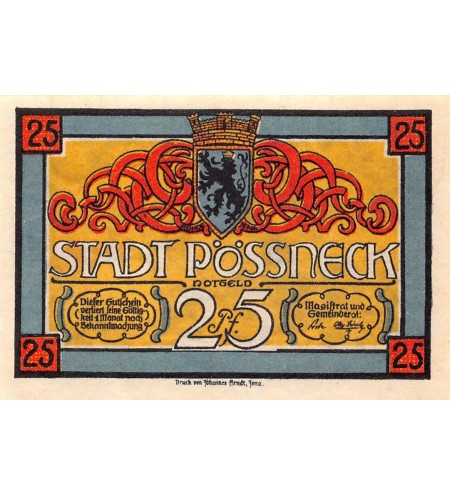 ALLEMAGNE, PÖSSNECK - 25 PFENNIG