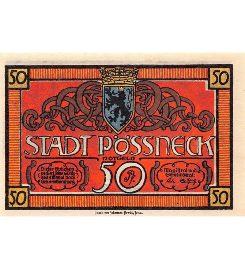 ALLEMAGNE, PÖSSNECK - 50 PFENNIG