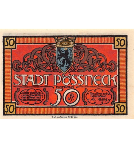 ALLEMAGNE, PÖSSNECK - 50 PFENNIG