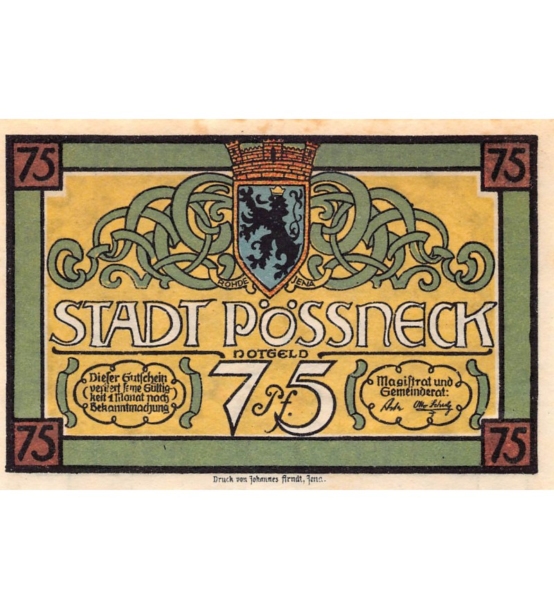 ALLEMAGNE, PÖSSNECK - 75 PFENNIG