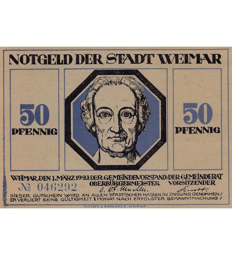 ALLEMAGNE, WEIMAR - 50 PFENNIG 1921