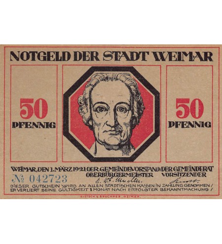 ALLEMAGNE, WEIMAR - 50 PFENNIG 1921