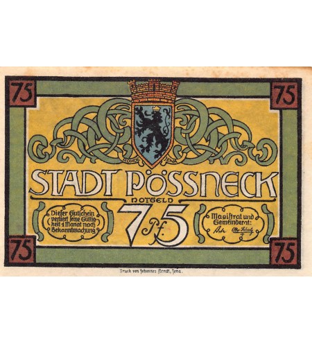ALLEMAGNE, PÖSSNECK - 75 PFENNIG