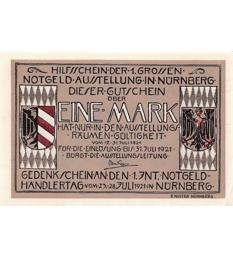 ALLEMAGNE, NÜRNBERG - 1 MARK 1921