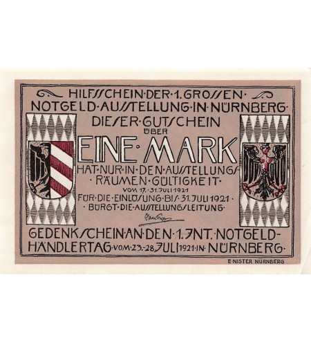 ALLEMAGNE, NÜRNBERG - 1 MARK 1921