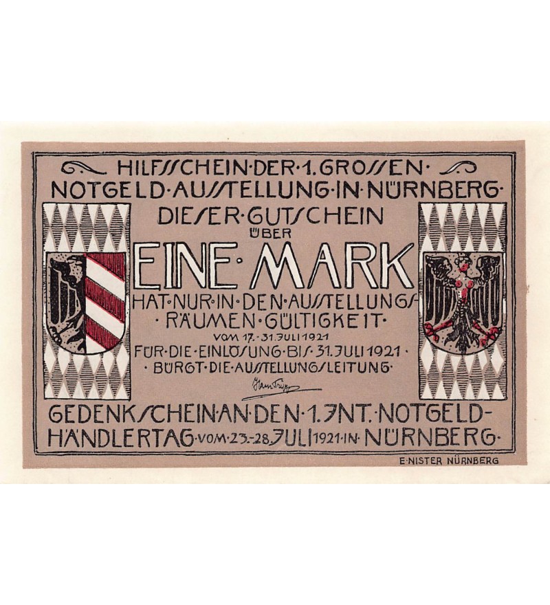 ALLEMAGNE, NÜRNBERG - 1 MARK 1921