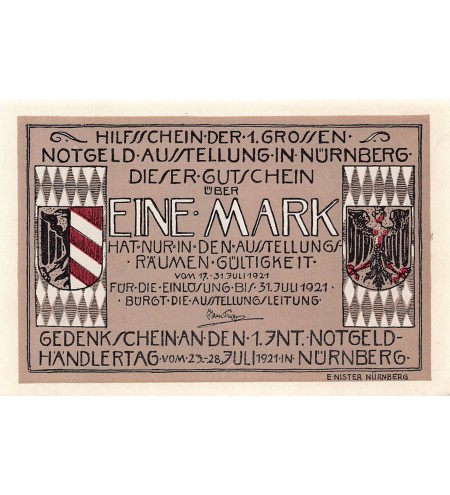 ALLEMAGNE, NÜRNBERG - 1 MARK 1921