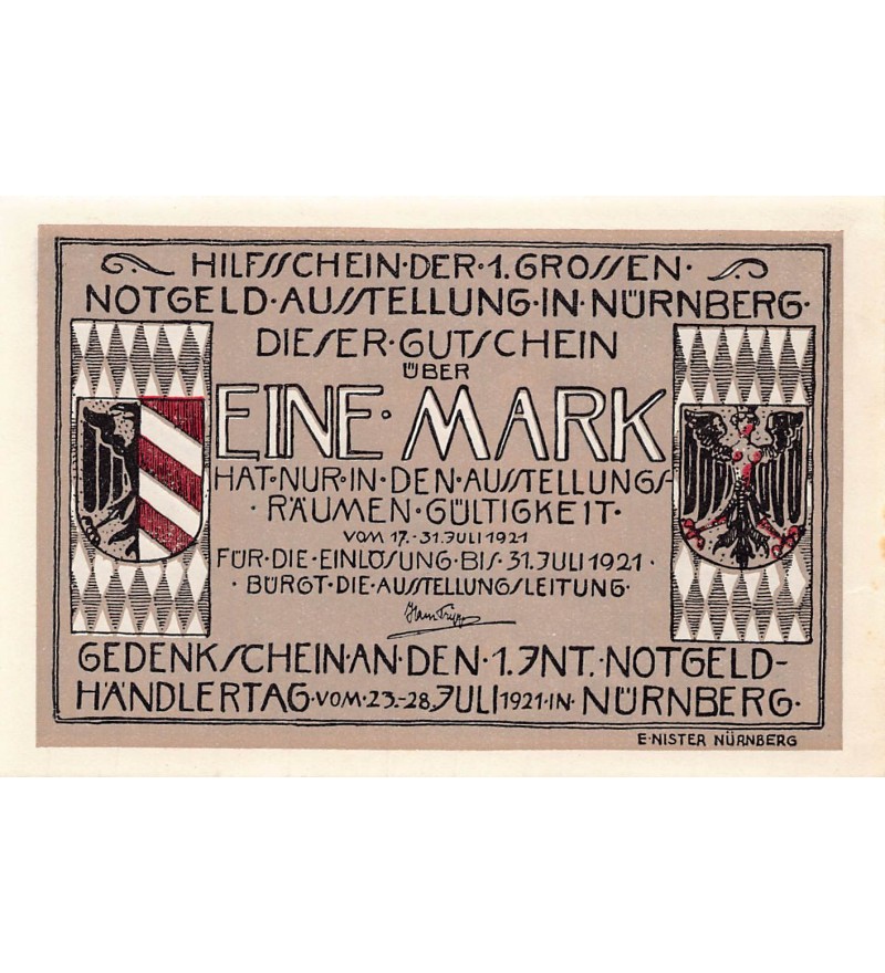 ALLEMAGNE, NÜRNBERG - 1 MARK 1921