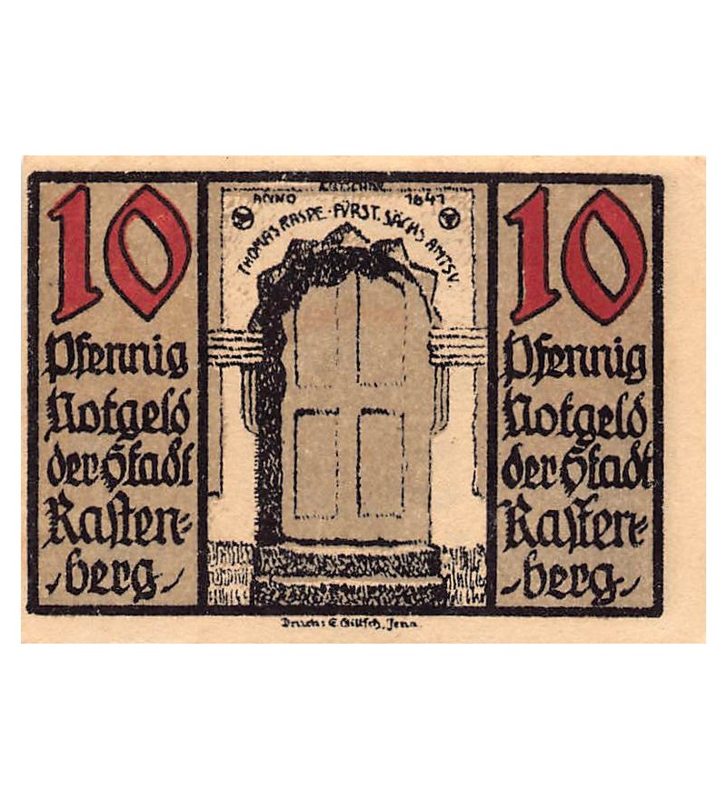 ALLEMAGNE, RASTENBERG - 10 PFENNIG 1921