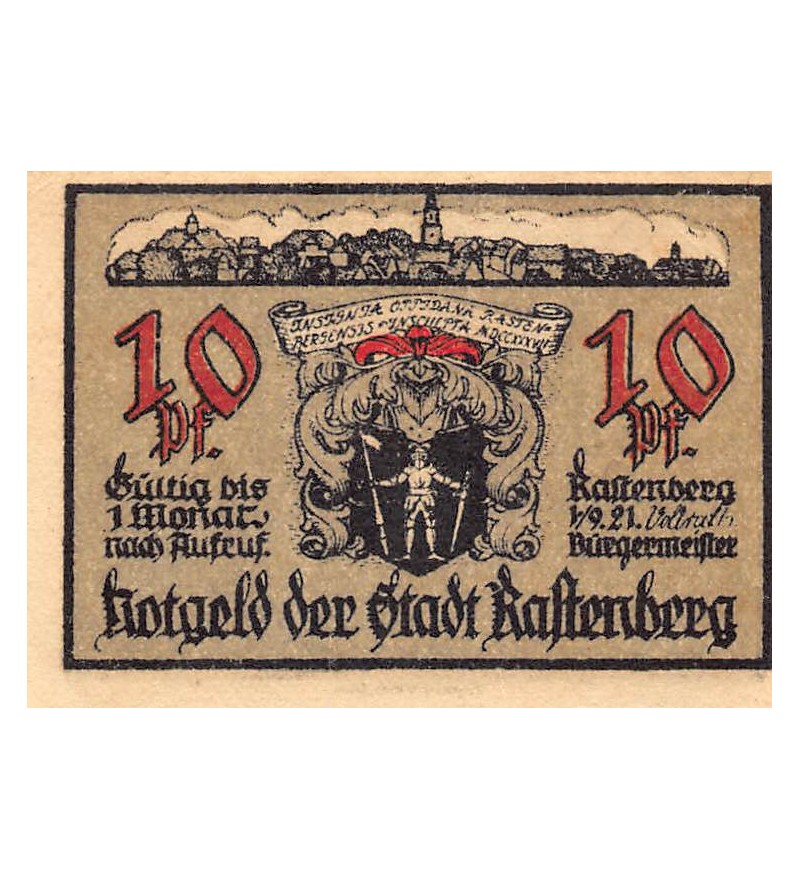 ALLEMAGNE, RASTENBERG - 10 PFENNIG 1921