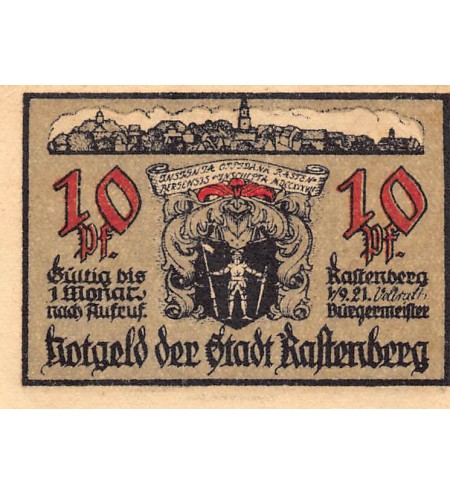 ALLEMAGNE, RASTENBERG - 10 PFENNIG 1921