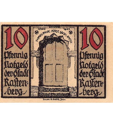 ALLEMAGNE, RASTENBERG - 10 PFENNIG 1921