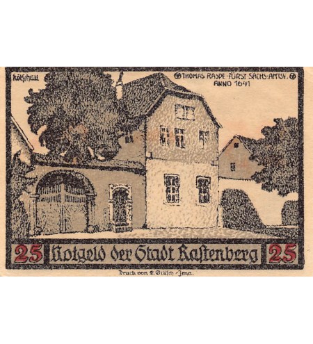 ALLEMAGNE, RASTENBERG - 25 PFENNIG 1921